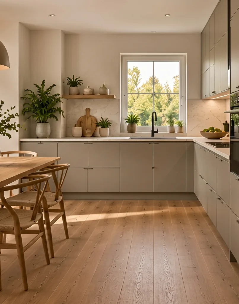 Kleine keuken met greige fronten