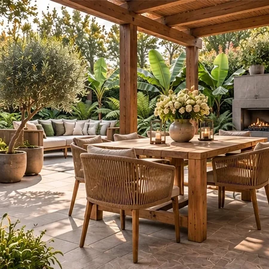 Tropische tuin met bananenplanten