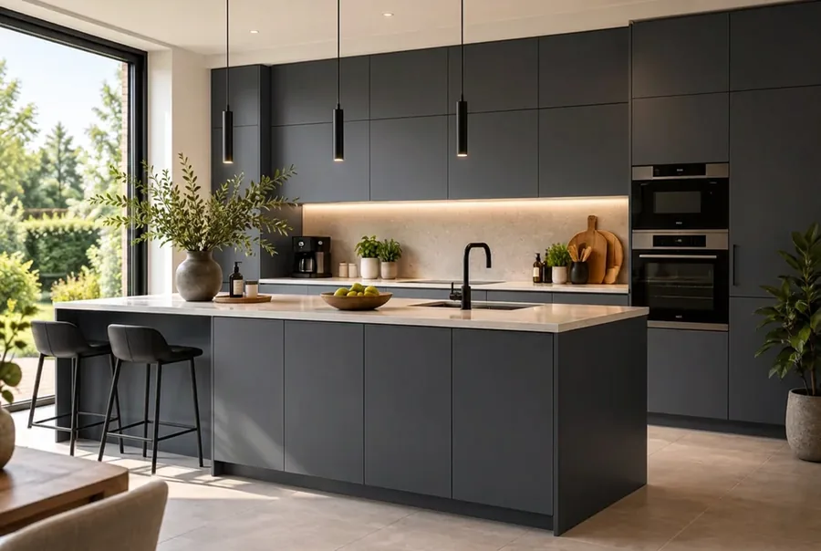 Moderne keuken met fronten in grafiet