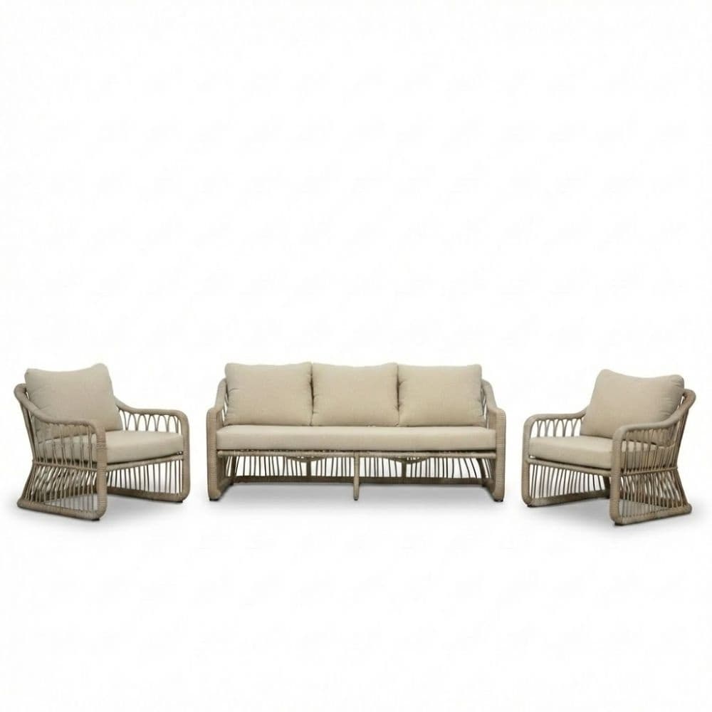 Bruno stoel-bank loungeset 5 personen | wicker | Mexican Sand | 3-delig