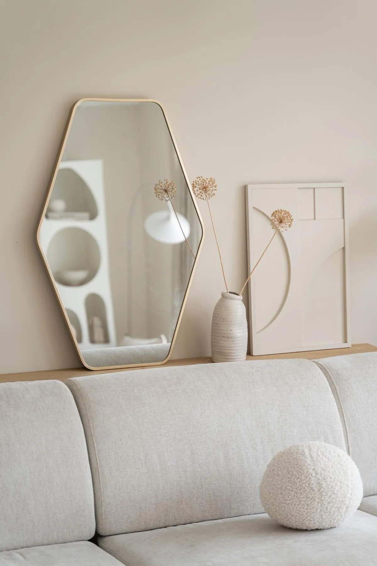 Hexagon spiegel 90×60 cm - Zacht Goud