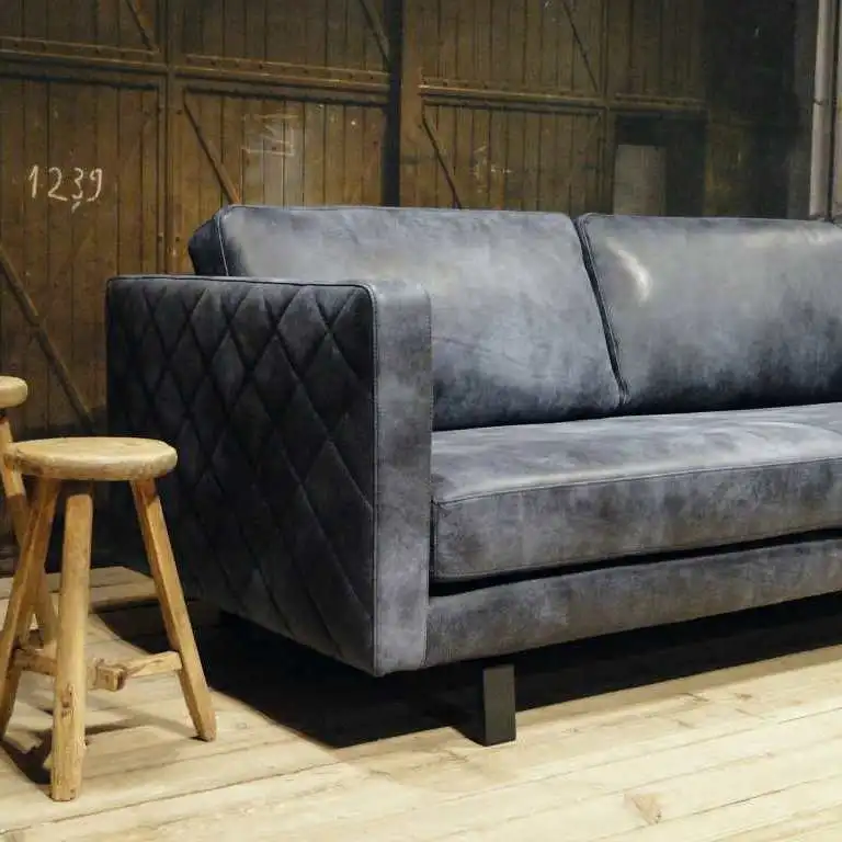 Leren 3 zits bank blauw Orvieto